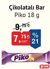 ÜLKER PİKO ÇİKOLATALI BAR 18 G fiyat ve kampanya bilgisi